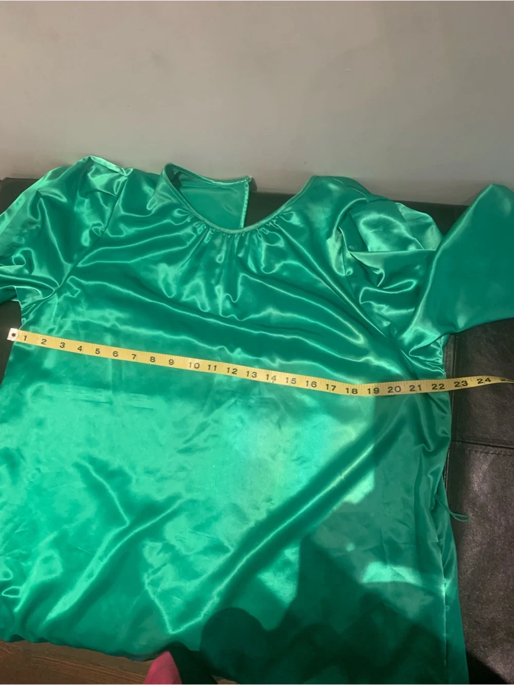 🌸A NEW DAY🌸NWT! LONG-SLEEVE, BELTED A-LINE, SATIN MIDI DRESS. - Picture 6 of 9